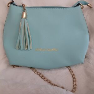 Crossbody Bag with Tassel in "Tiffany's" Blue